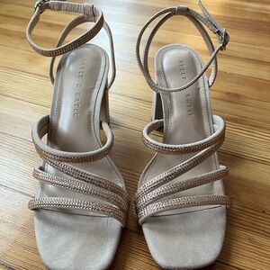 Kelly & Katie Beige Jeweled Strappy Heels